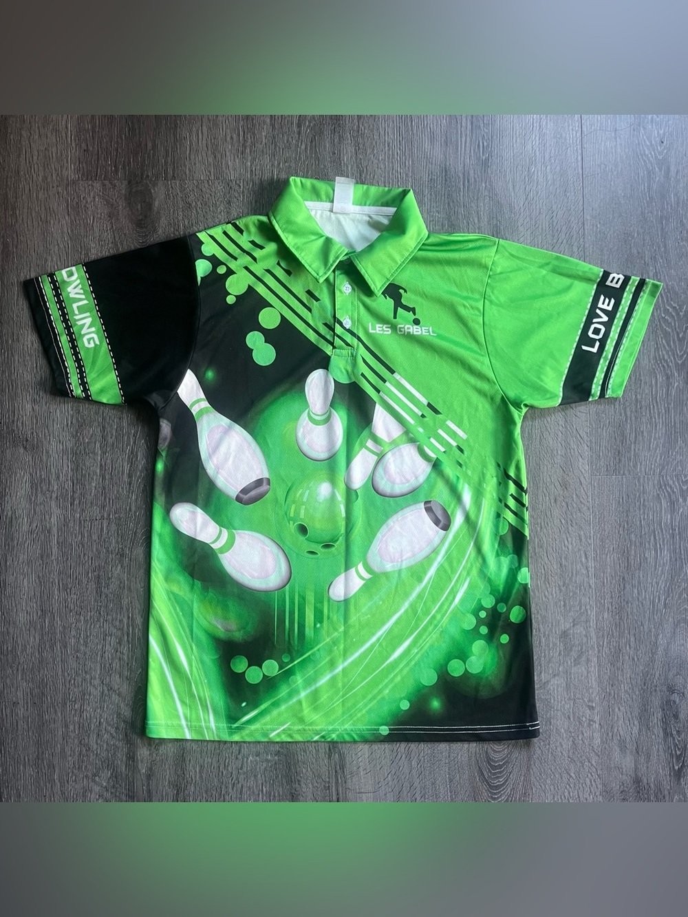 ★ Lime Green Futuristic Bowling Polo Shirt ★